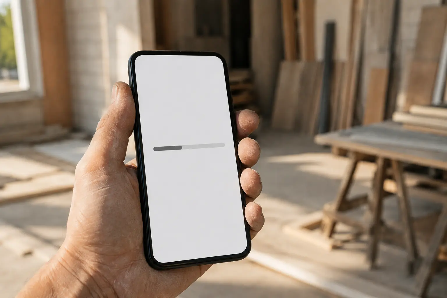 Consultation d'un site internet sur téléphone depuis un chantier
